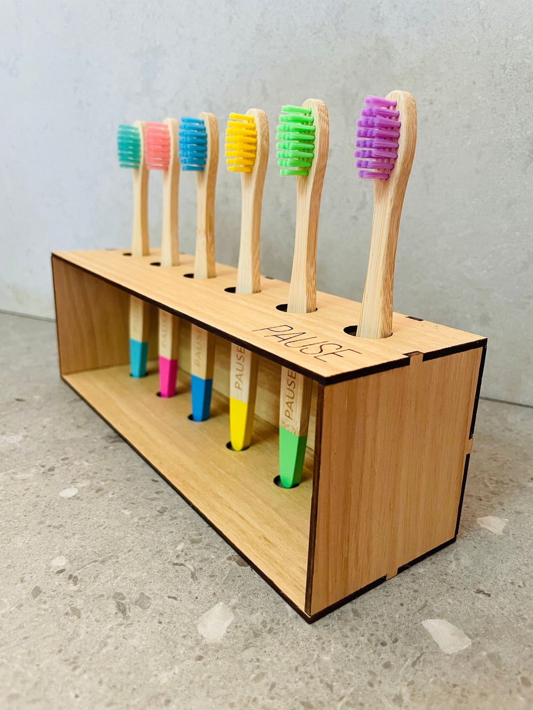 Eucalyptus toothbrush stand